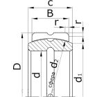 Подшипники шарнирные с отверстиями и канавками для смазки на внутреннем и наружном кольцах и с разломом наружного кольца в продольном направлении