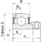 Подшипники шариковые радиальные однорядные с двумя уплотнениями с широким внутренним кольцом со сферической наружной поверхностью наружного кольца с эксцентричным стопорным кольцом