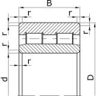 Подшипники роликовые радиальные двухрядные с короткими цилиндрическими роликами с цилиндрическим отверстием внутреннего кольца с бортами на наружном кольце